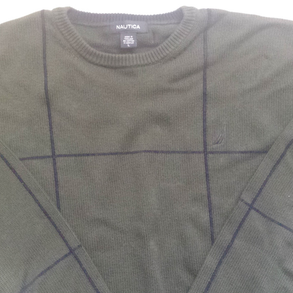 NAUTICA HUNTER GREEN CREWNECK SWEATER LARGE - Picture 2 of 5